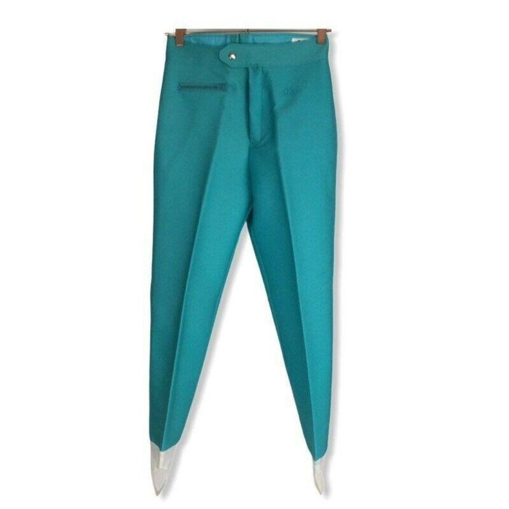Nils Womens Stirrup Pants Green Stretch XS Vintage